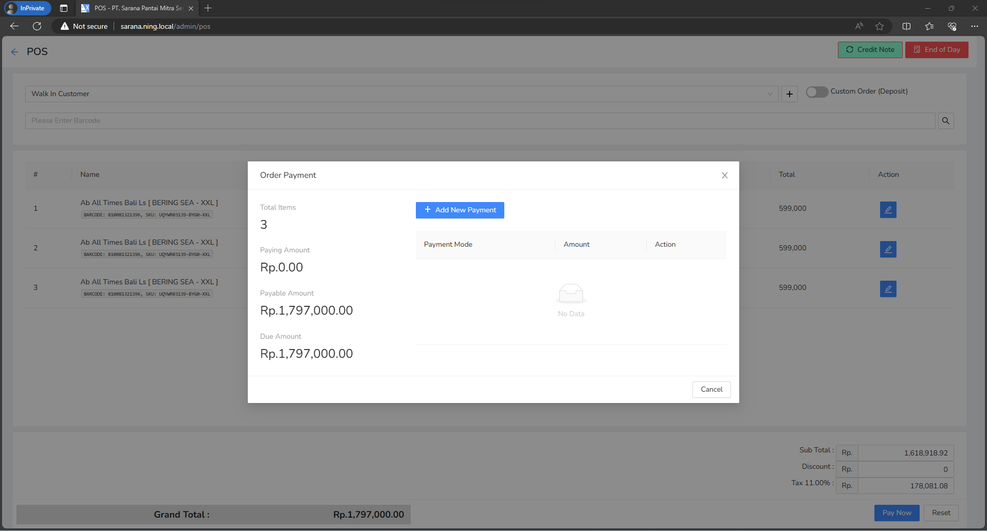 Payment Screen