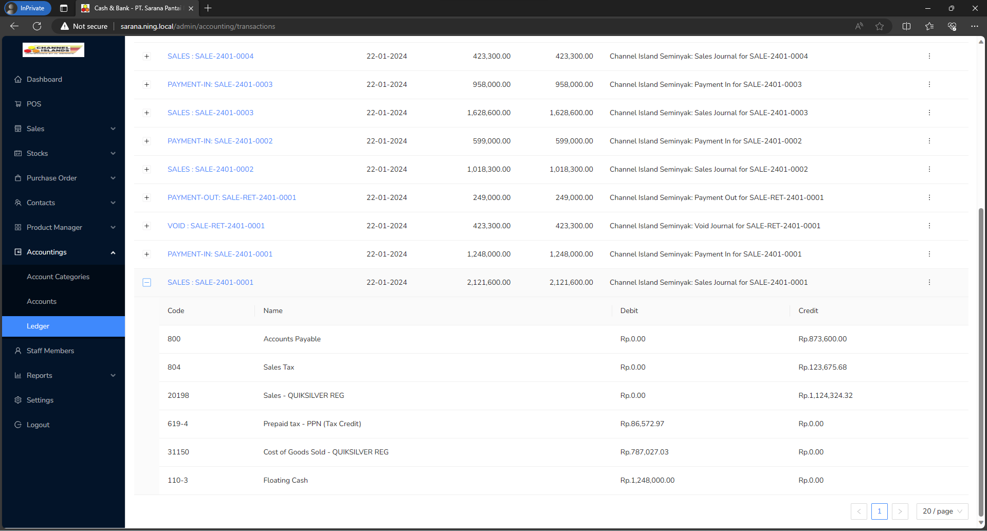 EOD Transaction List : Master Details