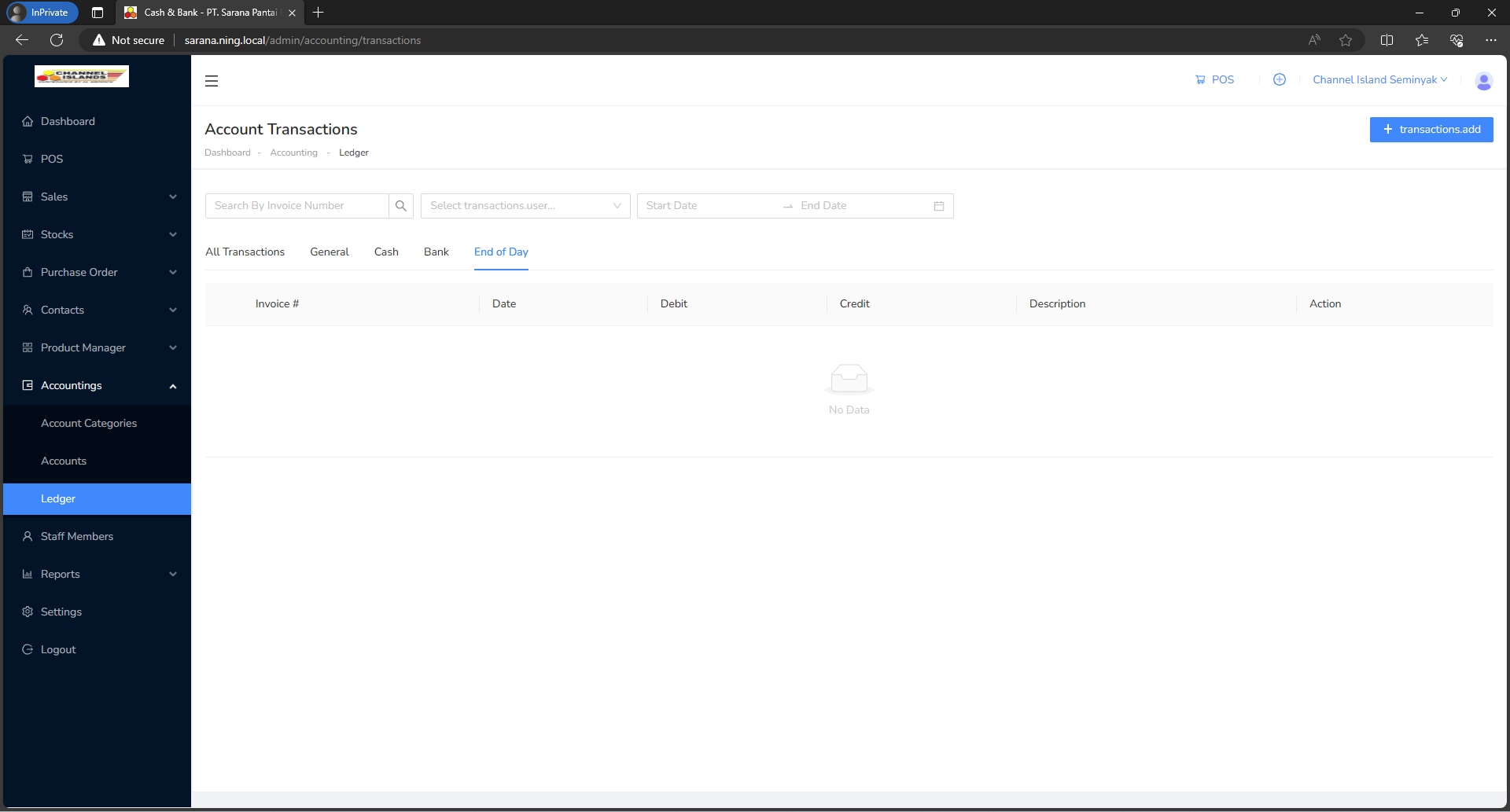 Empty General Ledger